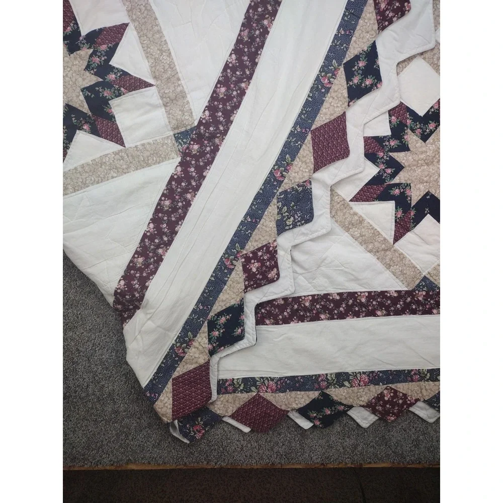Vintage Star Quilt 86 x 96 Full/Queen Quilted Comforter-HND STCH Patchwork Shams